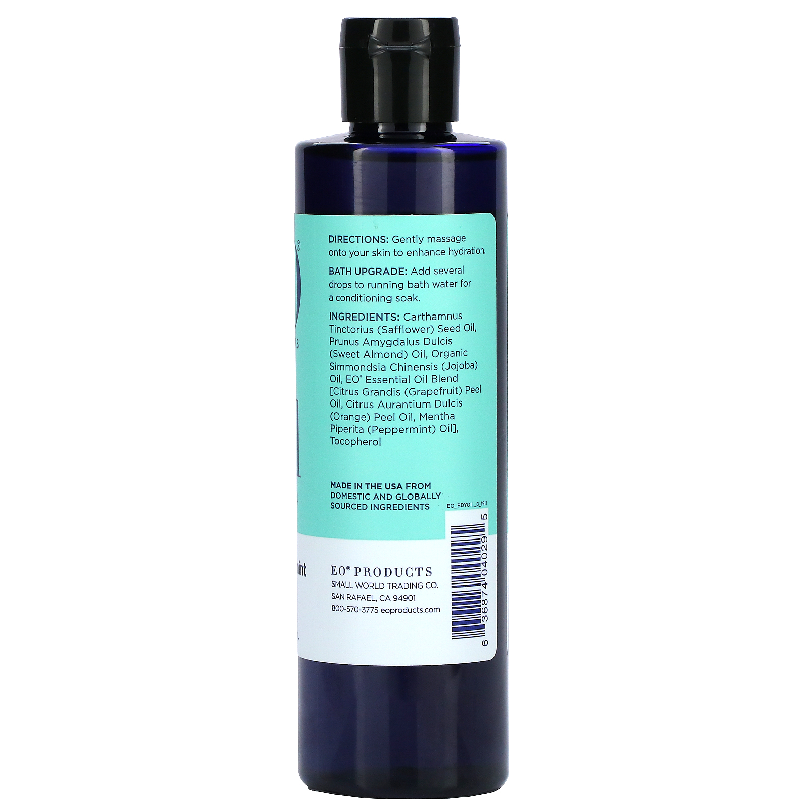 EO Products, Масло для тела с жожоба, грейпфрутом и мятой, 237 мл (8 жидк. Унций) - Фото товара - Вид сзади